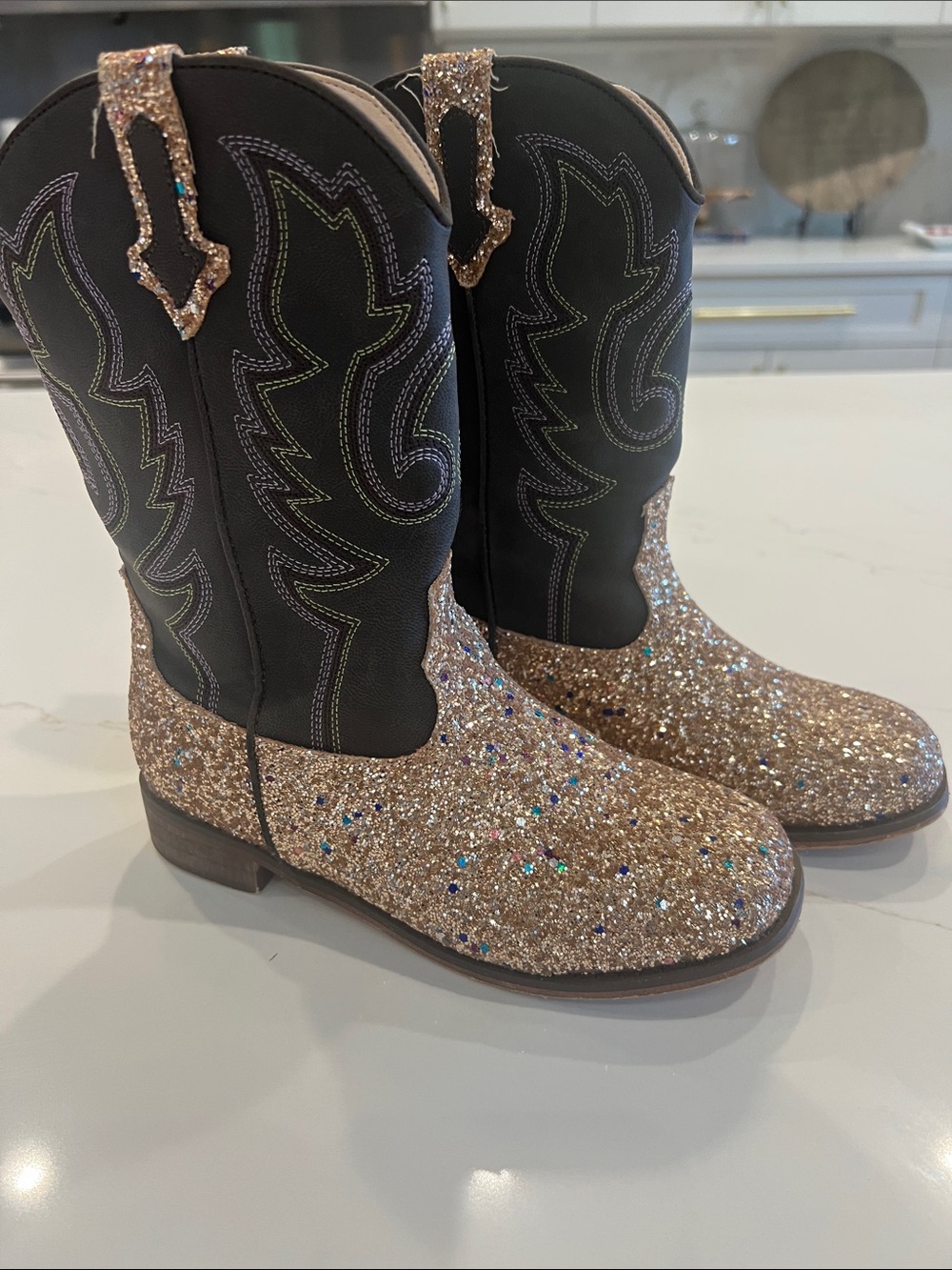 Girls/Youth Size 3 Cowgirl Boots~Rose gold/champagne glitter